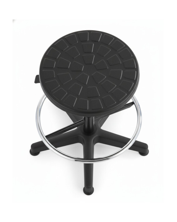 Taboret warsztatowy z chromowanym podnóżkiem - TechViking