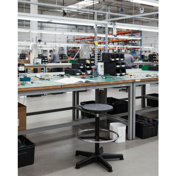 Taboret warsztatowy z chromowanym podnóżkiem - TechViking #3