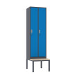 Szafa socjalna ubraniowa z ławką, 2200x600x500 mm, grafitowo-niebieska - TechViking #1