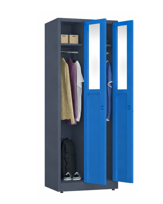Szafa socjalna ubraniowa, zamek elektroniczny, 1800x600x500 mm, grafitowo-niebieska - TechViking