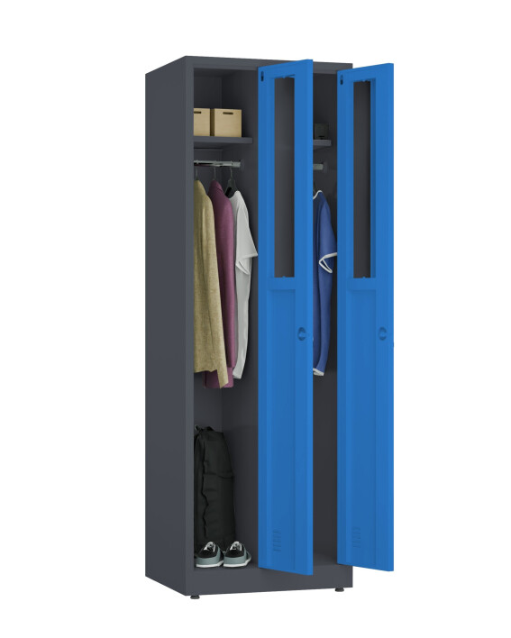 Szafa socjalna ubraniowa, zamek elektroniczny, 1800x600x500 mm, grafitowo-niebieska - TechViking