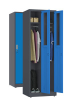 2x Szafa socjalna ubraniowa, 1800x600x500 mm, grafitowo-niebieska - TechViking