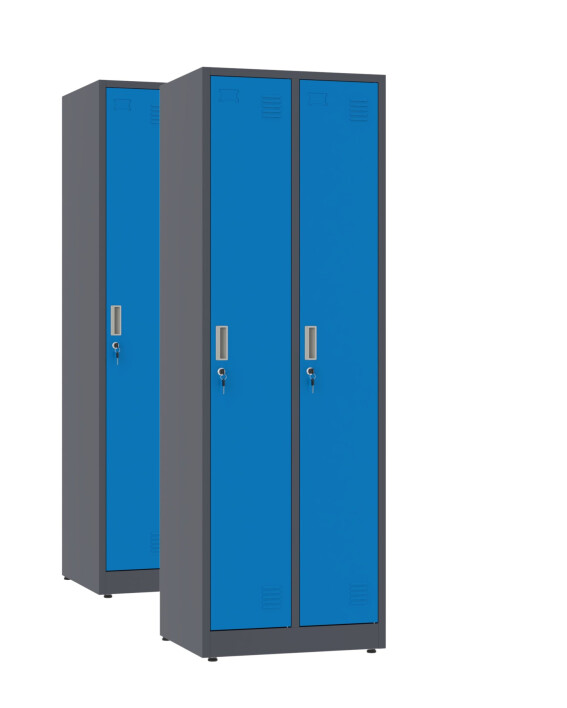 2x Szafa socjalna ubraniowa, 1800x600x500 mm, grafitowo-niebieska - TechViking