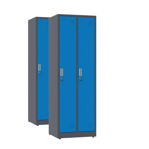 2x Szafa socjalna ubraniowa, 1800x600x500 mm, grafitowo-niebieska - TechViking #1