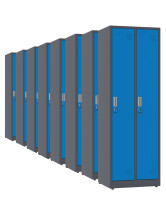8x Szafa socjalna ubraniowa, 1800x600x500 mm, grafitowo-niebieska - TechViking