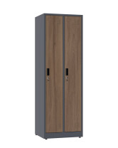 Szafa socjalna ubraniowa, 1800x600x500 mm, NATURAL: grafitowa/orzech - TechViking