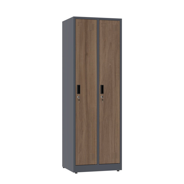 Szafa socjalna ubraniowa, 1800x600x500 mm, NATURAL: grafitowa/orzech - TechViking #1