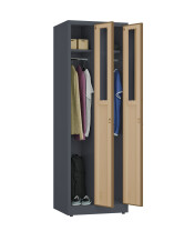 Szafa socjalna ubraniowa, 1800x600x500 mm, NATURAL: grafitowa/orzech - TechViking