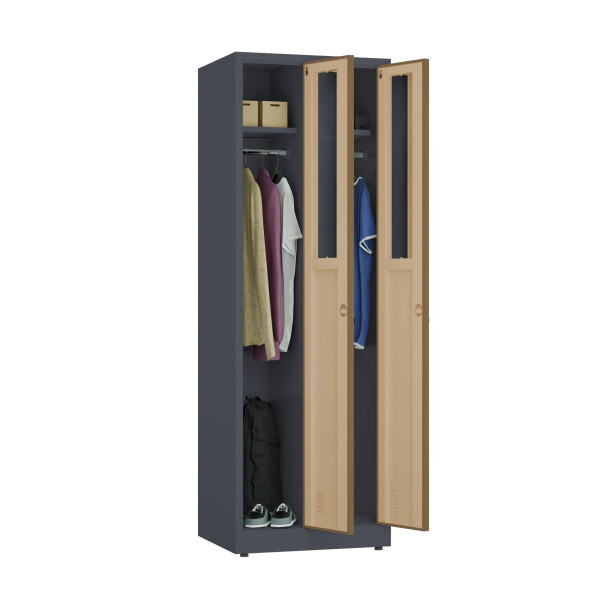 Szafa socjalna ubraniowa, 1800x600x500 mm, NATURAL: grafitowa/orzech - TechViking #3
