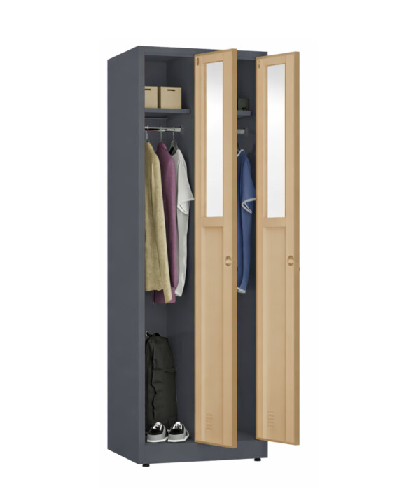 Szafa socjalna ubraniowa, 1800x600x500 mm, NATURAL: grafitowa/orzech - TechViking