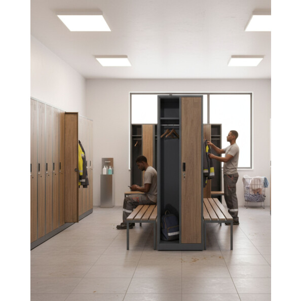 Szafa socjalna ubraniowa, 1800x600x500 mm, NATURAL: grafitowa/orzech - TechViking #7