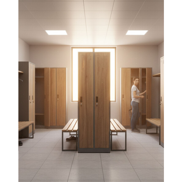 Szafa socjalna ubraniowa, 1800x600x500 mm, NATURAL: grafitowa/orzech - TechViking #9