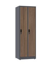Szafa socjalna ubraniowa, zamek elektroniczny, 1800x600x500 mm, NATURAL: grafitowa/orzech - TechViking