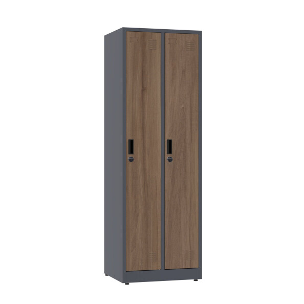 Szafa socjalna ubraniowa, zamek elektroniczny, 1800x600x500 mm, NATURAL: grafitowa/orzech - TechViking #1