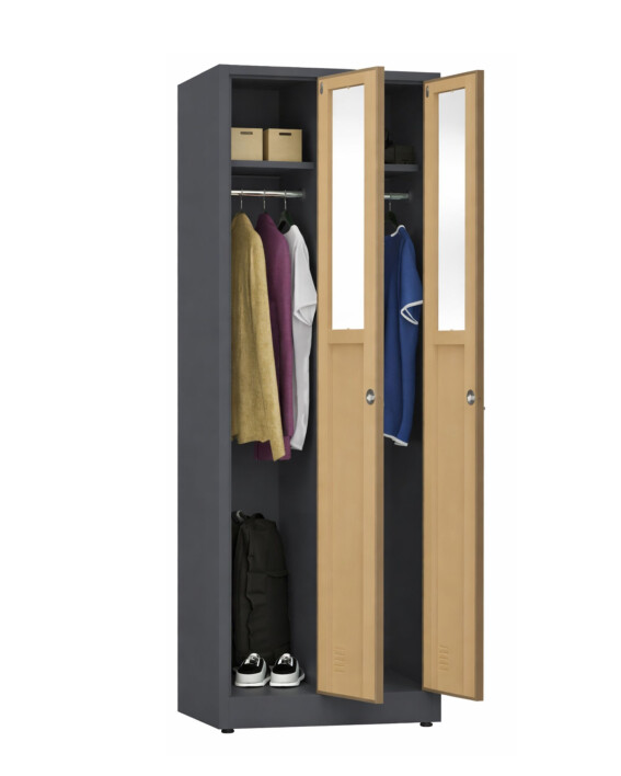 Szafa socjalna ubraniowa, zamek elektroniczny, 1800x600x500 mm, NATURAL: grafitowa/orzech - TechViking