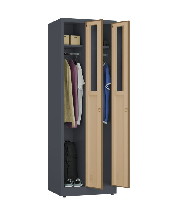 Szafa socjalna ubraniowa, zamek elektroniczny, 1800x600x500 mm, NATURAL: grafitowa/orzech - TechViking