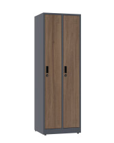 Szafa socjalna ubraniowa, zamek szyfrowy, 1800x600x500 mm, NATURAL: grafitowa/orzech - TechViking