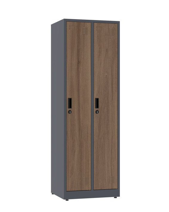 Szafa socjalna ubraniowa, zamek szyfrowy, 1800x600x500 mm, NATURAL: grafitowa/orzech - TechViking