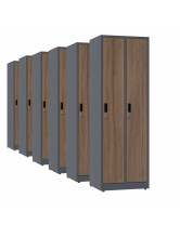 6x Szafa socjalna ubraniowa, 1800x600x500 mm, NATURAL: grafitowa/orzech - TechViking