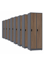 8x Szafa socjalna ubraniowa, 1800x600x500 mm, NATURAL: grafitowa/orzech - TechViking