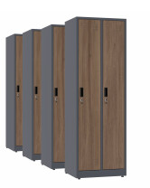 4x Szafa socjalna ubraniowa, 1800x600x500 mm, NATURAL: grafitowa/orzech - TechViking