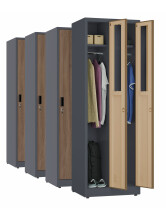 4x Szafa socjalna ubraniowa, 1800x600x500 mm, NATURAL: grafitowa/orzech - TechViking