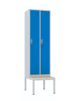Szafa socjalna ubraniowa z ławką, 2200x600x500 mm, szaro-niebieska - TechViking