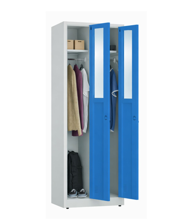 Szafa socjalna ubraniowa, zamek elektroniczny, 1800x600x500 mm, szaro-niebieska - TechViking