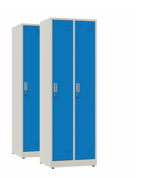 2x Szafa socjalna ubraniowa, 1800x600x500 mm, szaro-niebieska - TechViking