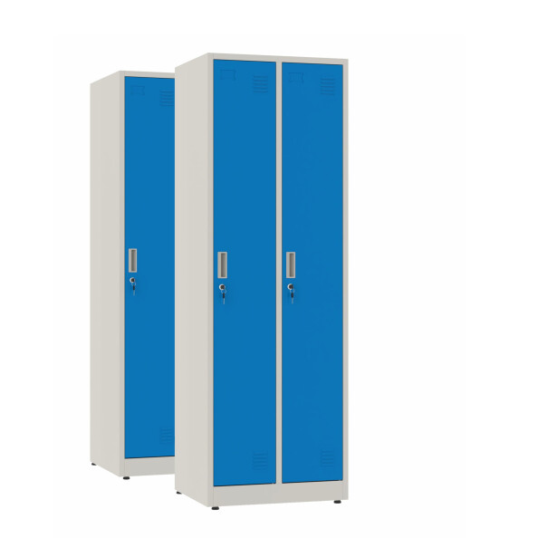 2x Szafa socjalna ubraniowa, 1800x600x500 mm, szaro-niebieska - TechViking #1