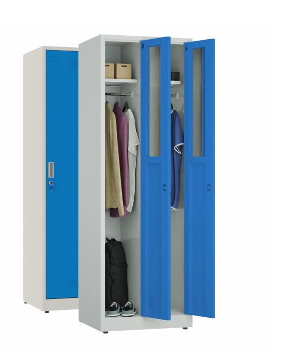 2x Szafa socjalna ubraniowa, 1800x600x500 mm, szaro-niebieska - TechViking