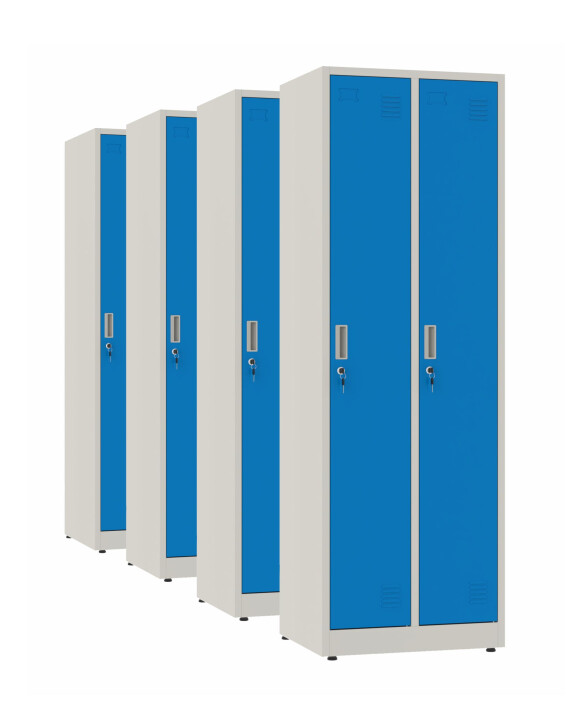 4x Szafa socjalna ubraniowa, 1800x600x500 mm, szaro-niebieska - TechViking