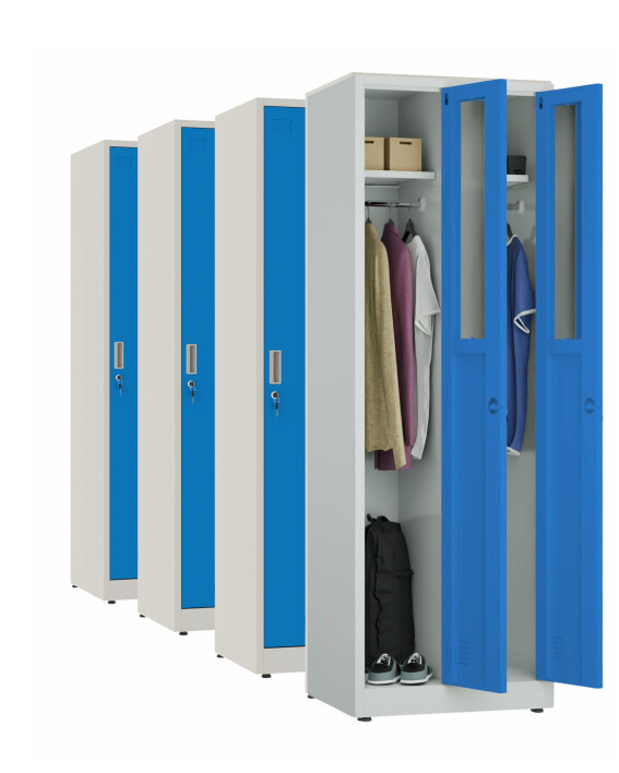 4x Szafa socjalna ubraniowa, 1800x600x500 mm, szaro-niebieska - TechViking