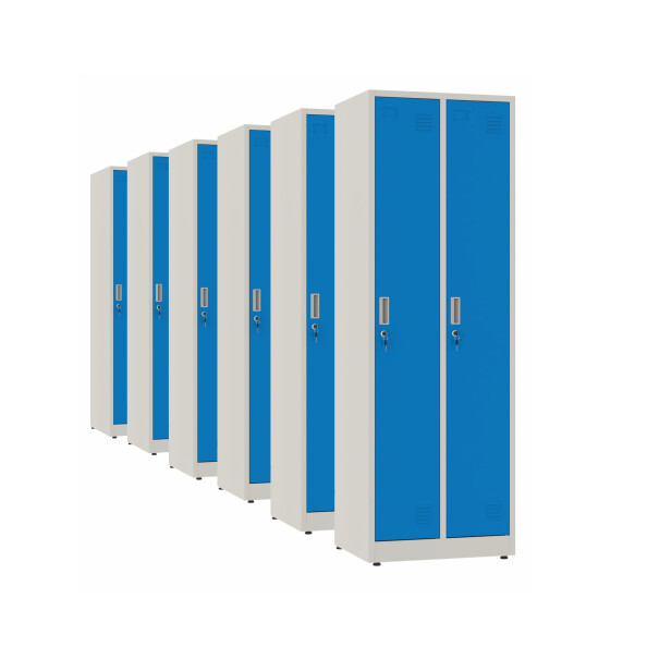 6x Szafa socjalna ubraniowa, 1800x600x500 mm, szaro-niebieska - TechViking #1