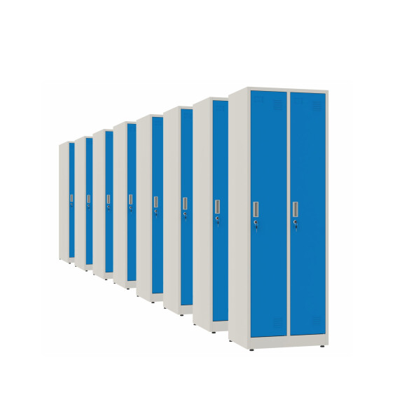 8x Szafa socjalna ubraniowa, 1800x600x500 mm, szaro-niebieska - TechViking #1