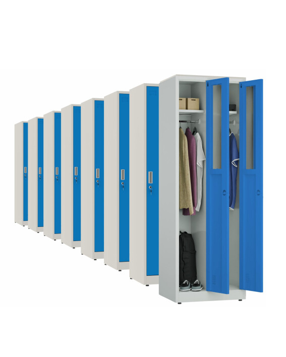 8x Szafa socjalna ubraniowa, 1800x600x500 mm, szaro-niebieska - TechViking