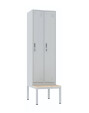 Szafa socjalna ubraniowa z ławką, 2200x600x500 mm, szara - TechViking