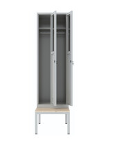 Szafa socjalna ubraniowa z ławką, 2200x600x500 mm, szara - TechViking