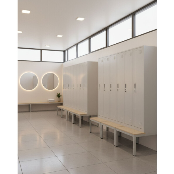 Szafa socjalna ubraniowa z ławką, 2200x600x500 mm, szara - TechViking #8