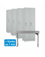 4x Szafa socjalna ubraniowa, 1800x600x500 mm, szara + 1x Biurko z elektryczną regulacją wysokości, szare za 1 zł - TechViking