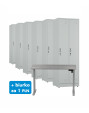 6x Szafa socjalna ubraniowa, 1800x600x500 mm, szara + 1x Biurko z elektryczną regulacją wysokości, szare za 1 zł - TechViking