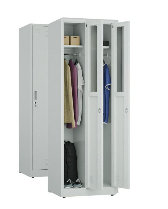 2x Szafa socjalna ubraniowa, 1800x600x500 mm, szara - TechViking