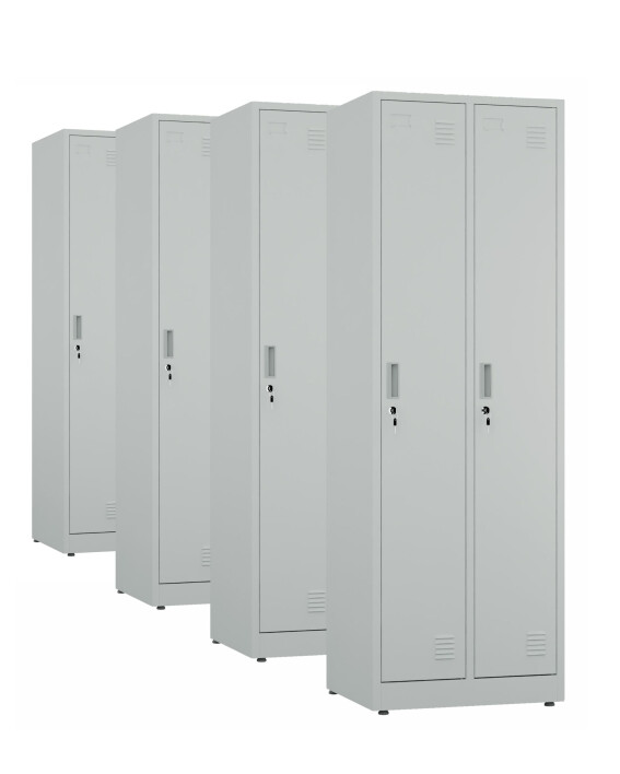 4x Szafa socjalna ubraniowa, 1800x600x500 mm, szara - TechViking