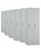 6x Szafa socjalna ubraniowa, 1800x600x500 mm, szara - TechViking