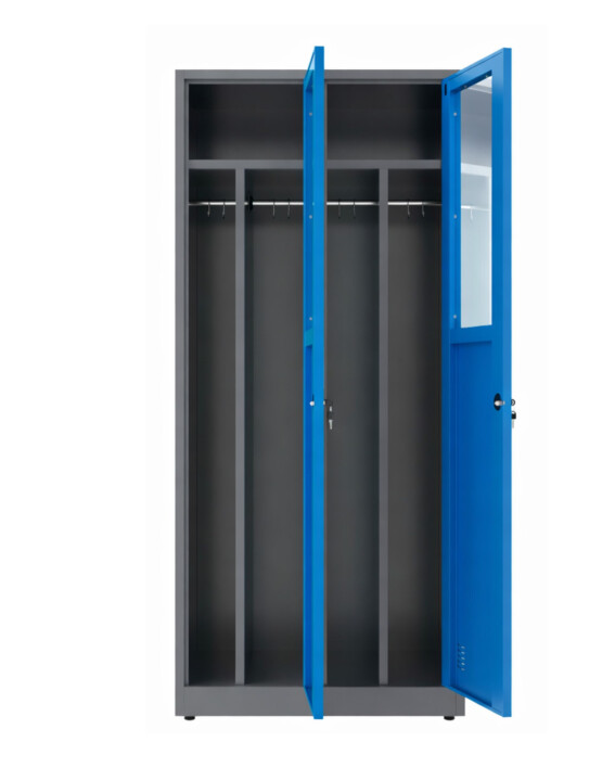 Szafa socjalna BHP ubraniowa, 1800x800x500 mm, grafitowo-niebieska - TechViking