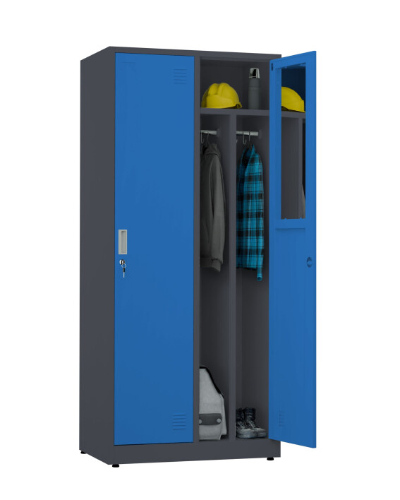 Szafa socjalna BHP ubraniowa, 1800x800x500 mm, grafitowo-niebieska - TechViking