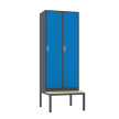 Szafa socjalna BHP ubraniowa z ławką, 2200x800x500 mm, grafitowo-niebieska - TechViking #1