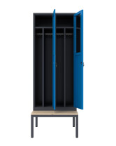 Szafa socjalna BHP ubraniowa z ławką, 2200x800x500 mm, grafitowo-niebieska - TechViking
