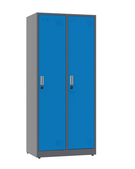 Szafa socjalna BHP ubraniowa, zamek elektroniczny, 1800x800x500 mm, grafitowo-niebieska - TechViking