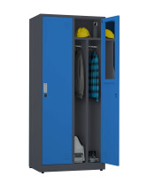 Szafa socjalna BHP ubraniowa, zamek elektroniczny, 1800x800x500 mm, grafitowo-niebieska - TechViking